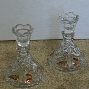 Set of 2 Crystal Candle Anna Hutte Bleikristall Tiara Germany Sticks Tapers